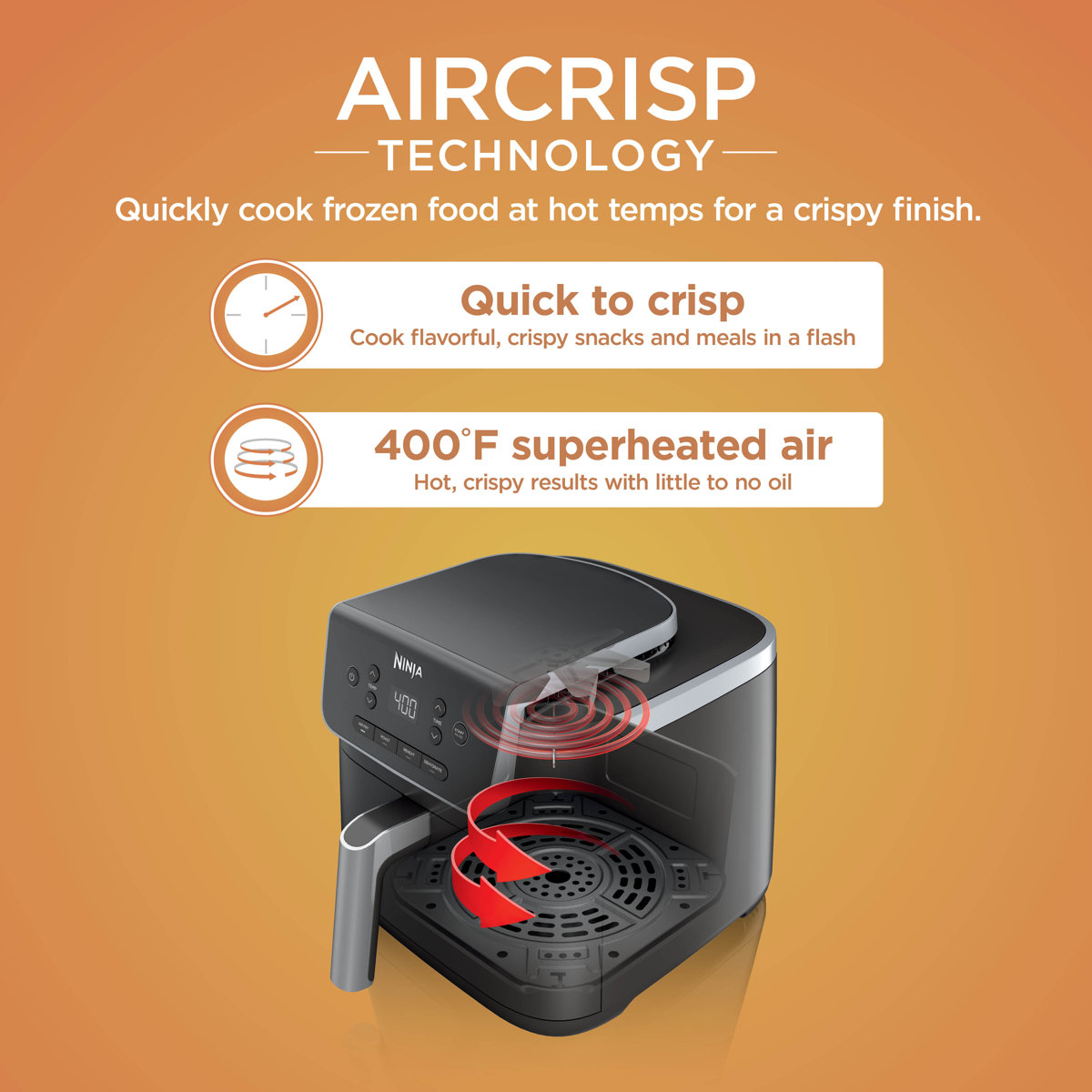 Ninja® Air Fryer Pro 4-in-1 with 5-Quart Capacity, Air Crisp Technology, Non-Stick Basket & Crisper Plate